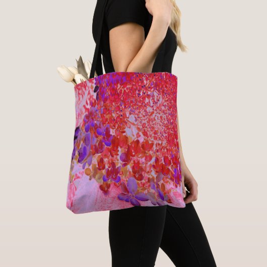 Elegant Paars en Oranje Licht Hydrangea Tote Bag (Dichtbij)