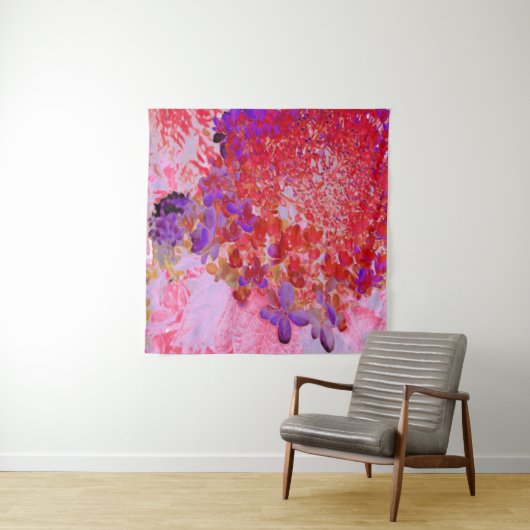 Elegant Paars en Oranje Licht Hydrangea Wandkleed (In situ)