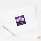 Elegant Paars en roze Baubles Merry Kerstmis Vierkante Sticker (Envelop)