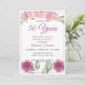 Elegant Paars en Roze Floral Birthday Kaart (Staand voorkant)