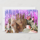 Elegant paars en roze glitter druppelt zoet zestie kaart (Achterkant)