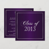 Elegant Paars en Silver Class of 2013 Invitation Kaart (Voorkant / Achterkant)
