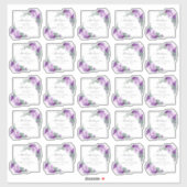 Elegant Paars en Silver Floral Weddenschap Dank je Sticker (Vel)