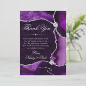 Elegant Paars en Silver Glitter Agate Wedding Bedankkaart (Staand voorkant)
