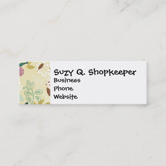 Elegant Paars en Turquoise Floral Leaf Design Mini Visitekaartje (Voorkant)