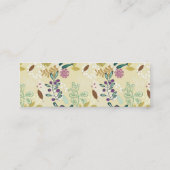 Elegant Paars en Turquoise Floral Leaf Design Mini Visitekaartje (Achterkant)