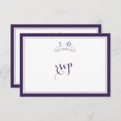 Elegant Paars en White Border Wedding RSVP (Voorkant / Achterkant)
