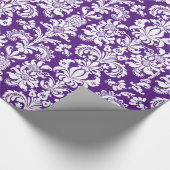 Elegant Paars en White Floral Damaskers Cadeaupapier (Hoek)