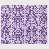 Elegant Paars en White Floral Damaskers Cadeaupapier (Vlak)