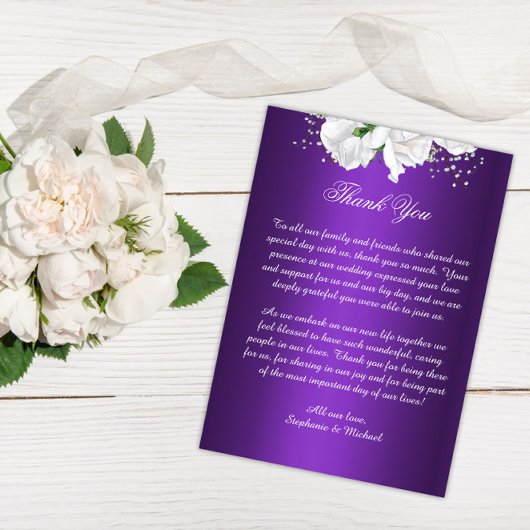 Elegant Paars en White Floral Weddenschap Bedankt