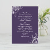 Elegant Paars en White Flower Weddenation Kaart (Staand voorkant)
