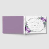 Elegant Paars en zilver Floral Geometric Wedding Gastenboek (Volledig)