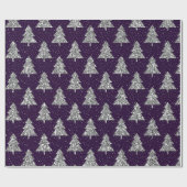 Elegant Paars en zilver Glitter Kerstboom Cadeaupapier (Vlak)