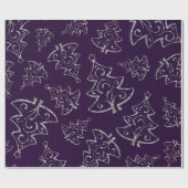 Elegant Paars en zilver Glitter Kerstboom Cadeaupapier (Vlak)