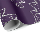 Elegant Paars en zilver Glitter Kerstboom Cadeaupapier (Rol Hoek)