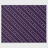 Elegant Paars en Zilver Glitter Kerststrepen Cadeaupapier (Vlak)