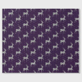 Elegant Paars en zilver Glitter Reindekerst Cadeaupapier (Vlak)