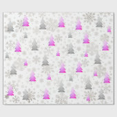 Elegant Paars en zilver kerstboomblauw Cadeaupapier (Vlak)