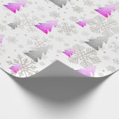 Elegant Paars en zilver kerstboomblauw Cadeaupapier (Hoek)