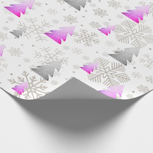 Elegant Paars en zilver kerstboomblauw Cadeaupapier (Hoek)