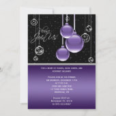 Elegant Paars en zilver op de Zwarte Partij Kaart (Voorkant)