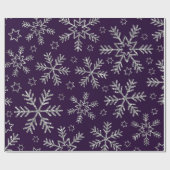 Elegant Paars en zilver Snowflakes kerst Cadeaupapier (Vlak)