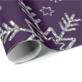 Elegant Paars en zilver Snowflakes kerst Cadeaupapier (Rol Hoek)