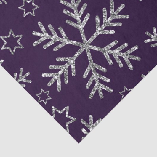 Elegant Paars en zilver Snowflakes kerst Tissuepapier (Detail)