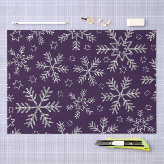 Elegant Paars en zilver Snowflakes kerst Tissuepapier (Craft)