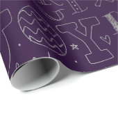 Elegant Paars- en zilveren kerstWord Art Cadeaupapier (Rol Hoek)