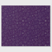 Elegant Paars- en zilverglitter-kerstpatroon Cadeaupapier (Vlak)