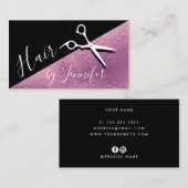 Elegant paars en zwarte schaar visitekaartje (Voorkant / Achterkant)