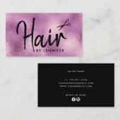 Elegant paars en zwarte schaar visitekaartje (Voorkant / Achterkant)