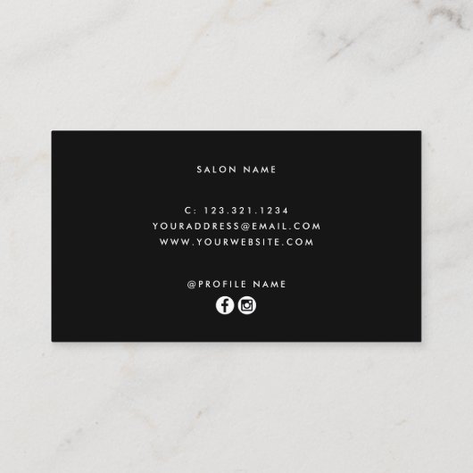 Elegant paars en zwarte schaar visitekaartje (Achterkant)