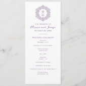 Elegant Paars Erfstuk Bruiloft Programmakaart (Voorkant)