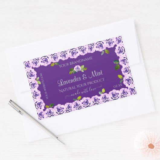 Elegant Paars etiket Floral Blooming Rozen (Envelop)