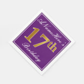 Elegant Paars, Faux Gold 17th Birthday + Naam Servetten (Hoek)