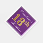 Elegant Paars, Faux Gold 18th Birthday + Naam Servetten (Hoek)