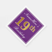 Elegant Paars, Faux Gold 19th Birthday + Naam Servetten (Hoek)