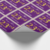 Elegant, Paars, Faux Gold 23rd Birthday + naam Cadeaupapier (Hoek)