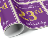 Elegant, Paars, Faux Gold 23rd Birthday + naam Cadeaupapier (Rol Hoek)