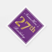 Elegant Paars, Faux Gold 27th Birthday + Naam Servet (Hoek)