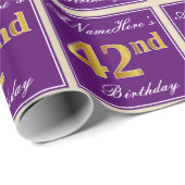 Elegant, Paars, Faux Gold 42e verjaardag + naam Cadeaupapier (Rol Hoek)