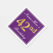 Elegant Paars, Faux Gold 42e verjaardag + naam Servet (Hoek)