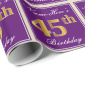 Elegant, Paars, Faux Gold 45th Birthday + naam Cadeaupapier (Rol Hoek)