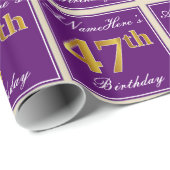 Elegant, Paars, Faux Gold 47th Birthday + naam Cadeaupapier (Rol Hoek)