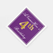 Elegant Paars, Faux Gold 4th Birthday + Naam Servet (Hoek)