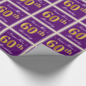 Elegant, Paars, Faux Gold 60th Birthday + naam Cadeaupapier (Hoek)
