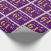 Elegant, Paars, Faux Gold 61st Birthday + naam Cadeaupapier (Hoek)
