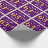 Elegant, Paars, Faux Gold 63rd Birthday + naam Cadeaupapier (Hoek)